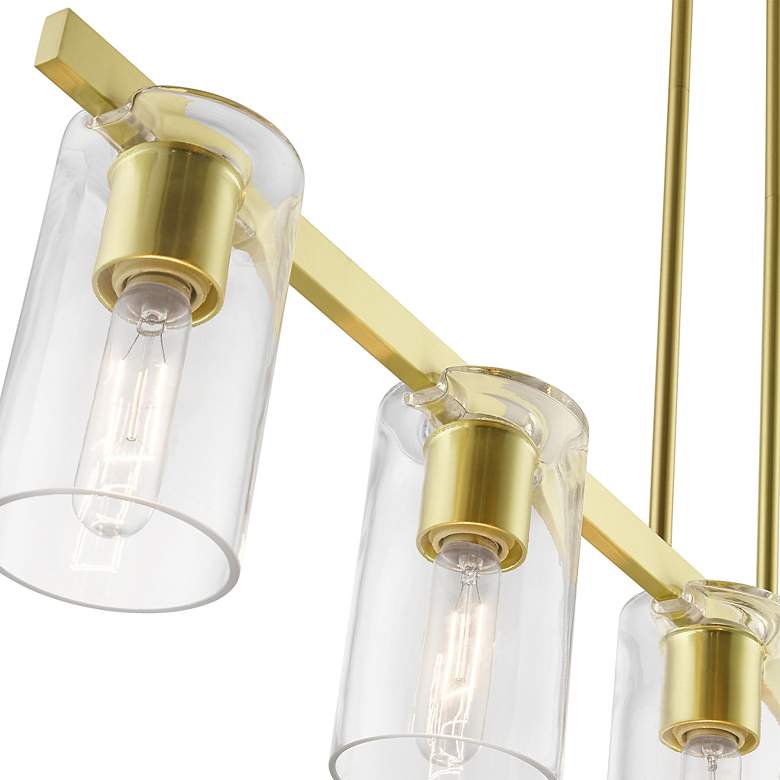 Image 7 Clarion 5 Light Satin Brass Linear Chandelier more views