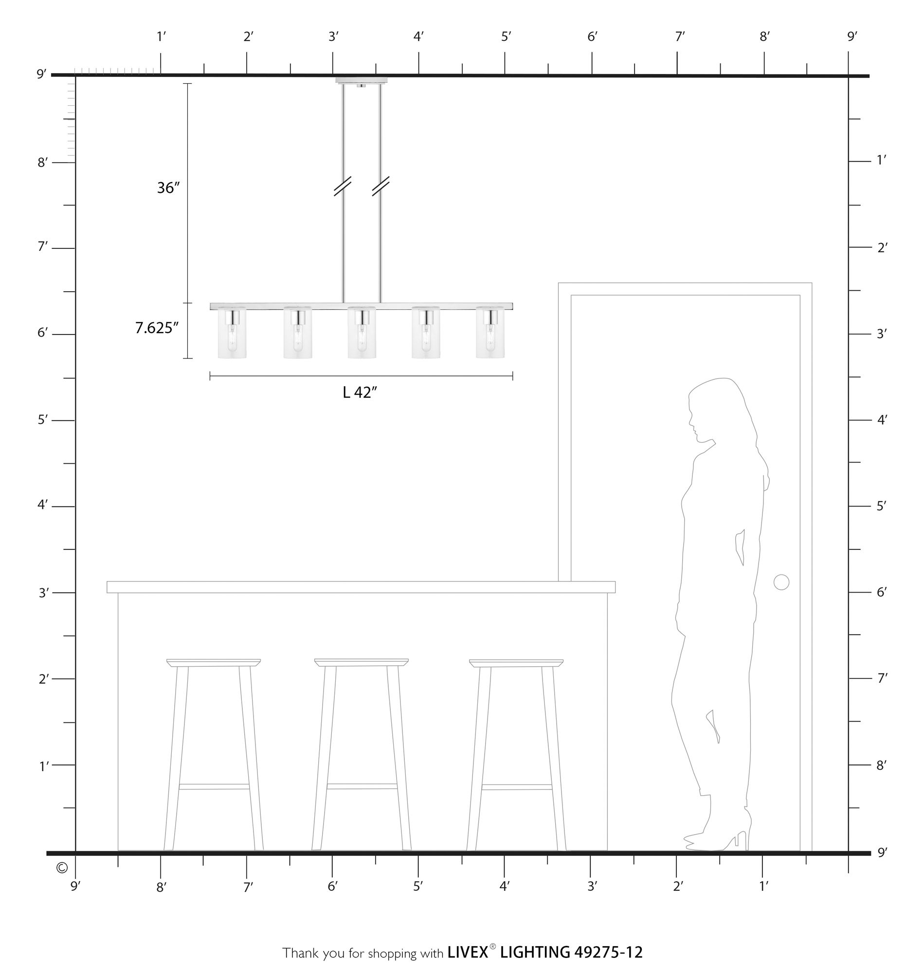 Clarion 5 Light Satin Brass Linear Chandelier