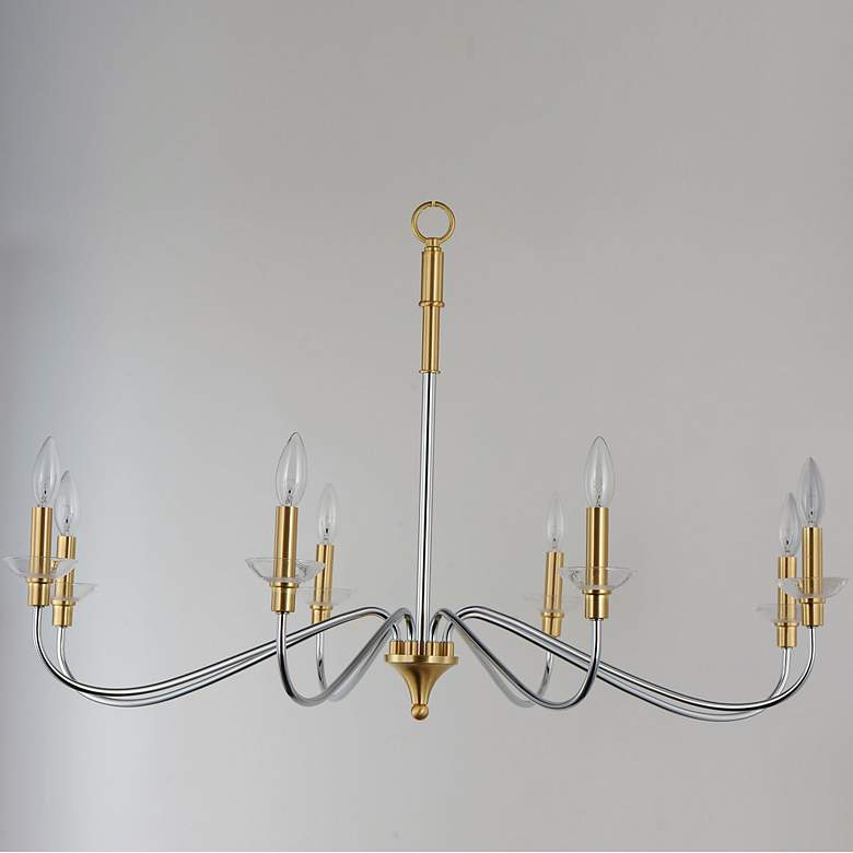 Image 3 Clarion 8 Light 38" Wide Polished Chrome/Satin Brass Chandelier more views