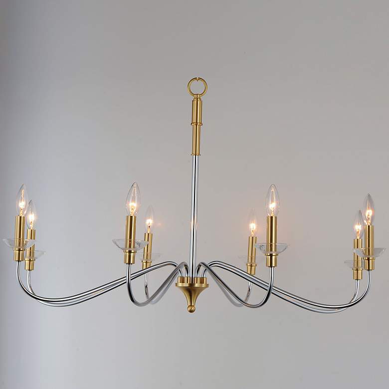 Image 4 Clarion 8 Light 38" Wide Polished Chrome/Satin Brass Chandelier more views