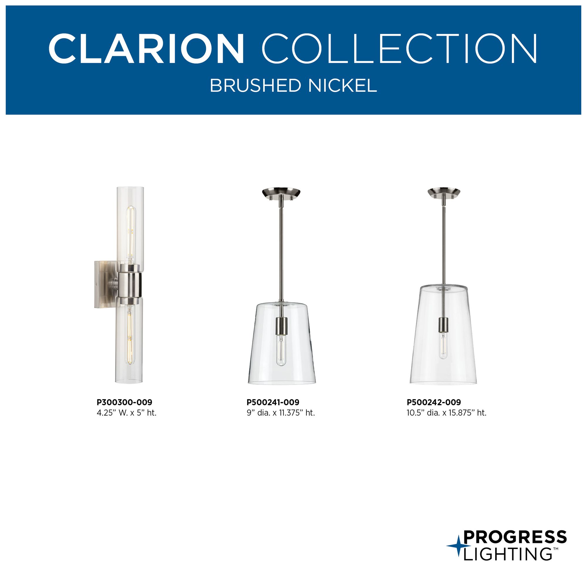 Clarion Collection One-Light Clear Glass Pendant Light