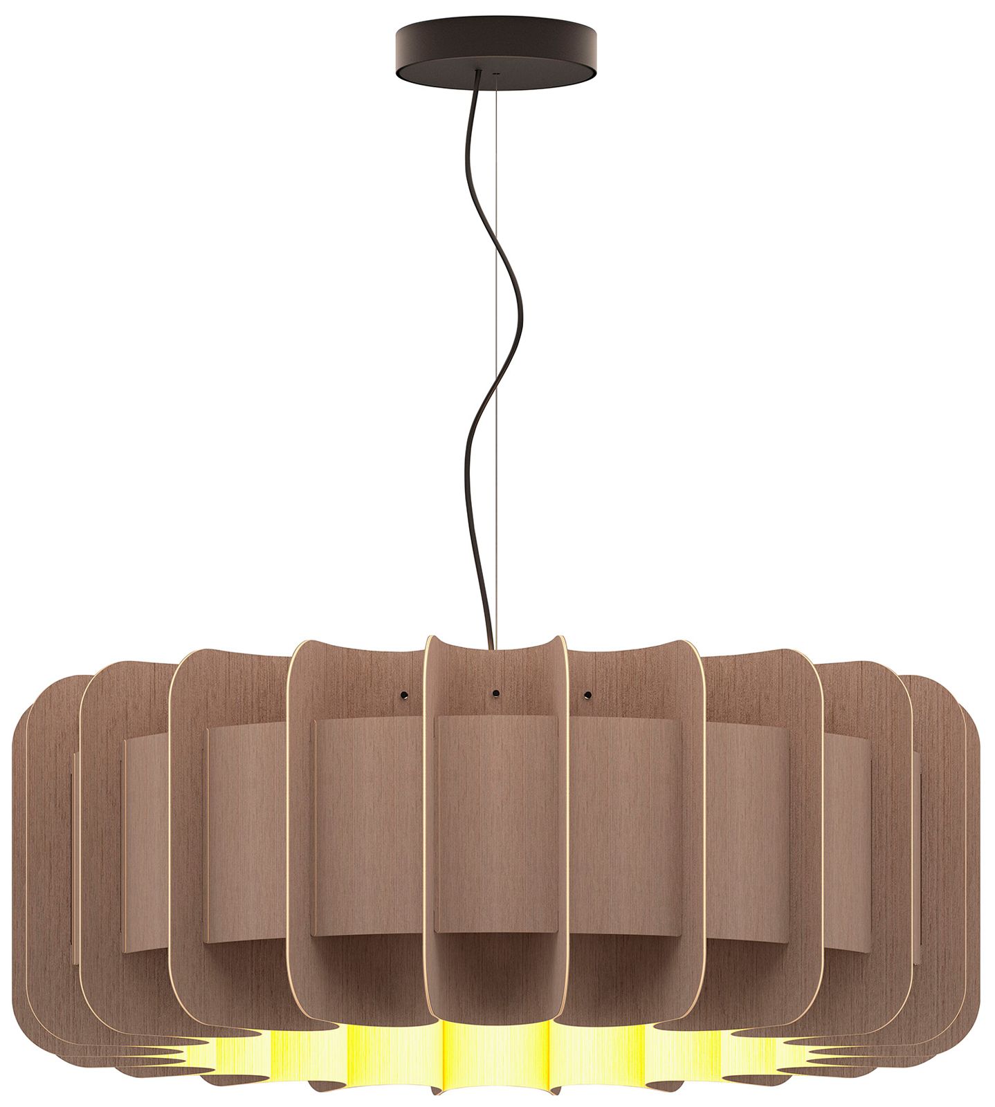 Clarissa 29" Wide Black Finish Pendant Grey Oak Shade