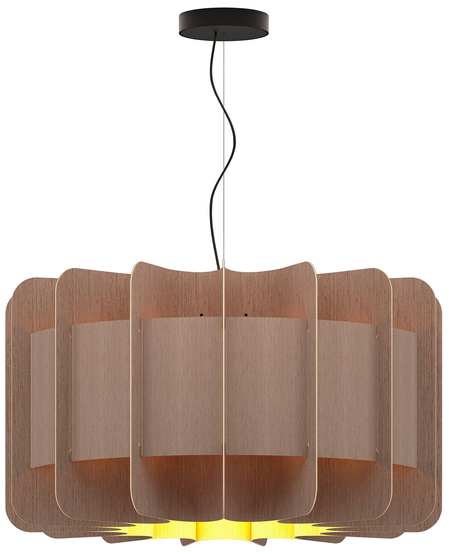Clarissa 30" Wide Black Finish Pendant Grey Oak Shade