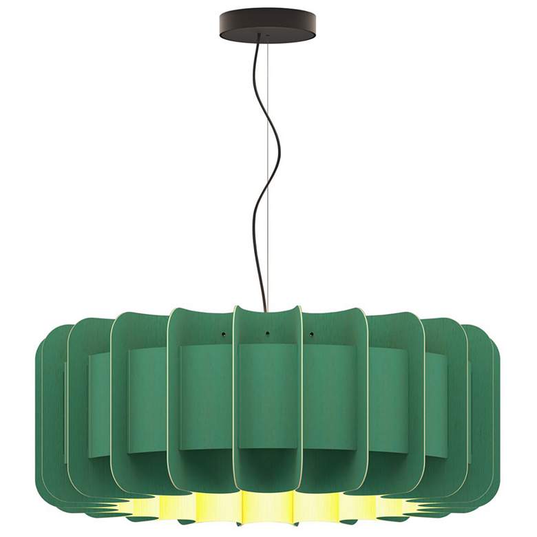 Image 1 Clarissa Pendant WEP - Light Petrol Shade - Black Canopy - Size 29.1