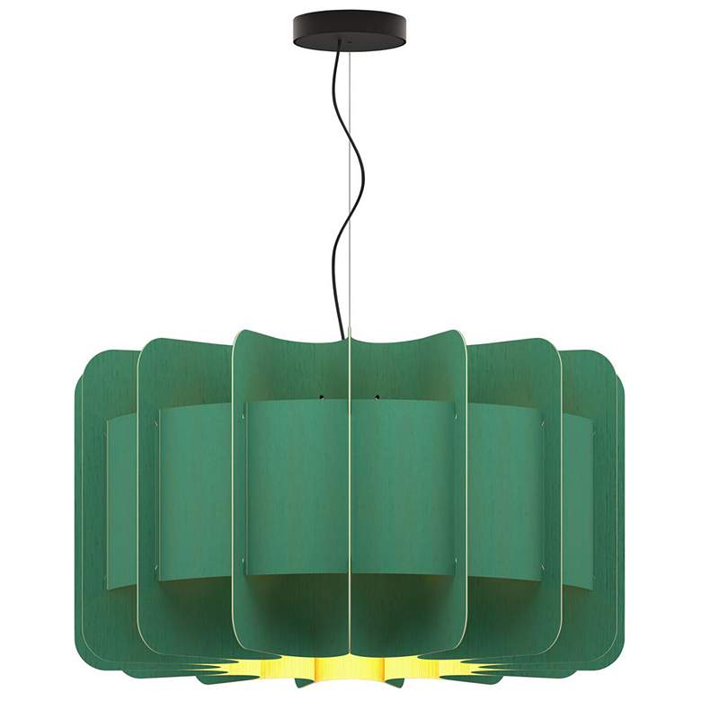 Image 1 Clarissa Pendant WEP - Light Petrol Shade - Black Canopy - Size 29.8