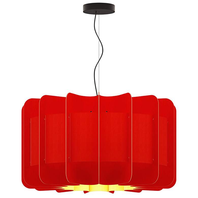 Image 1 Clarissa Pendant WEP - Red Shade - Black Canopy - Size 29.8