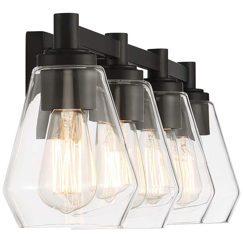 Image 4 Clarity 32" Wide Coal Black 4-Light Vanity Bath Light more views