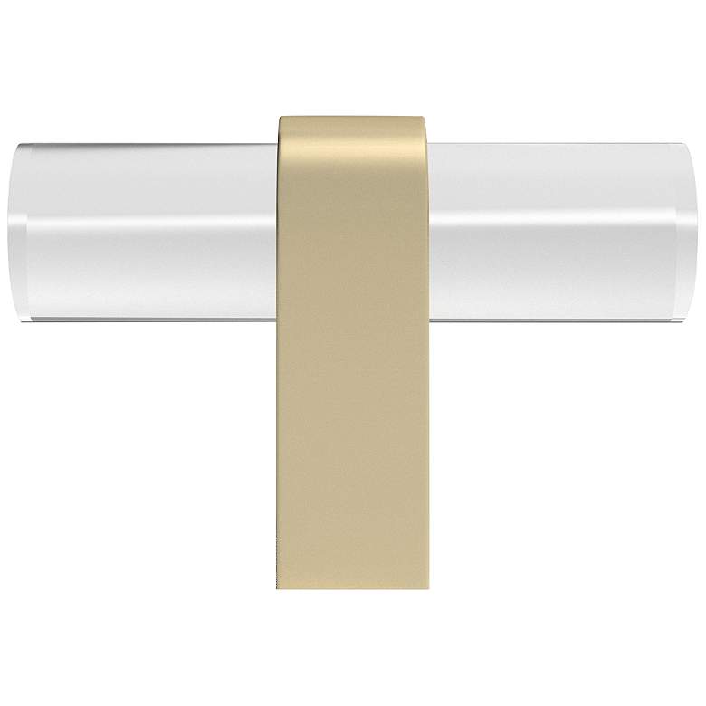 Image 1 Clarity Acrylic Clear Satin Brass 2" Wide Cabinet T-Knob