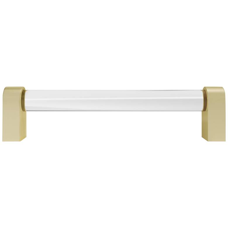 Image 1 Clarity Acrylic Clear Satin Brass 5 1/2" Wide Cabinet Pull