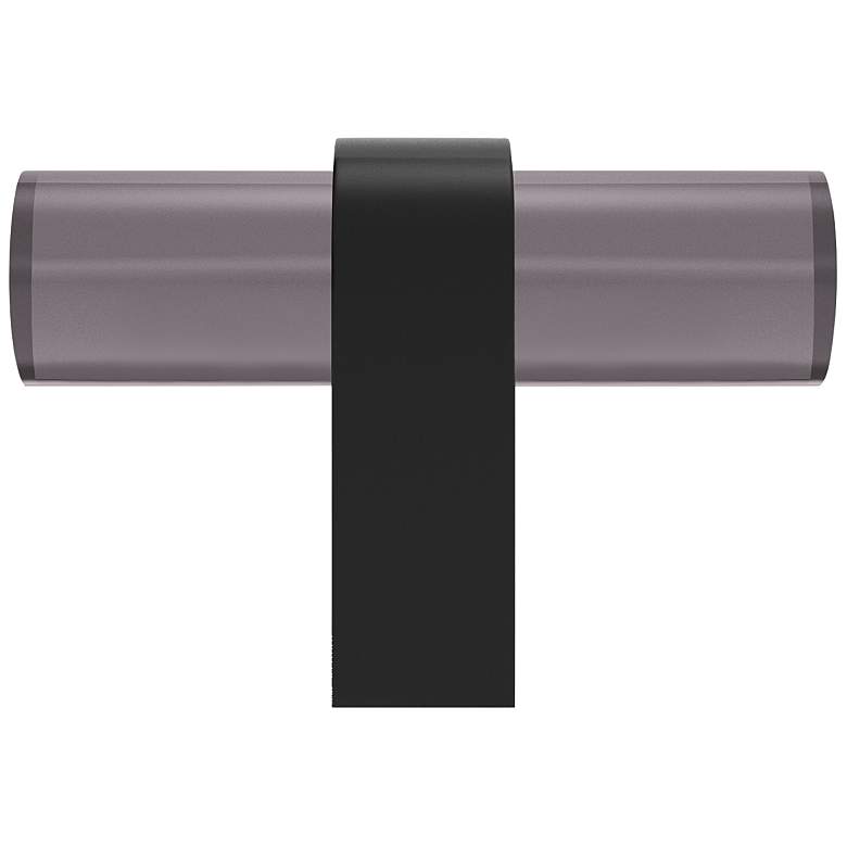 Image 1 Clarity Acrylic Smoke Matte Black 2" Wide Cabinet T-Knob
