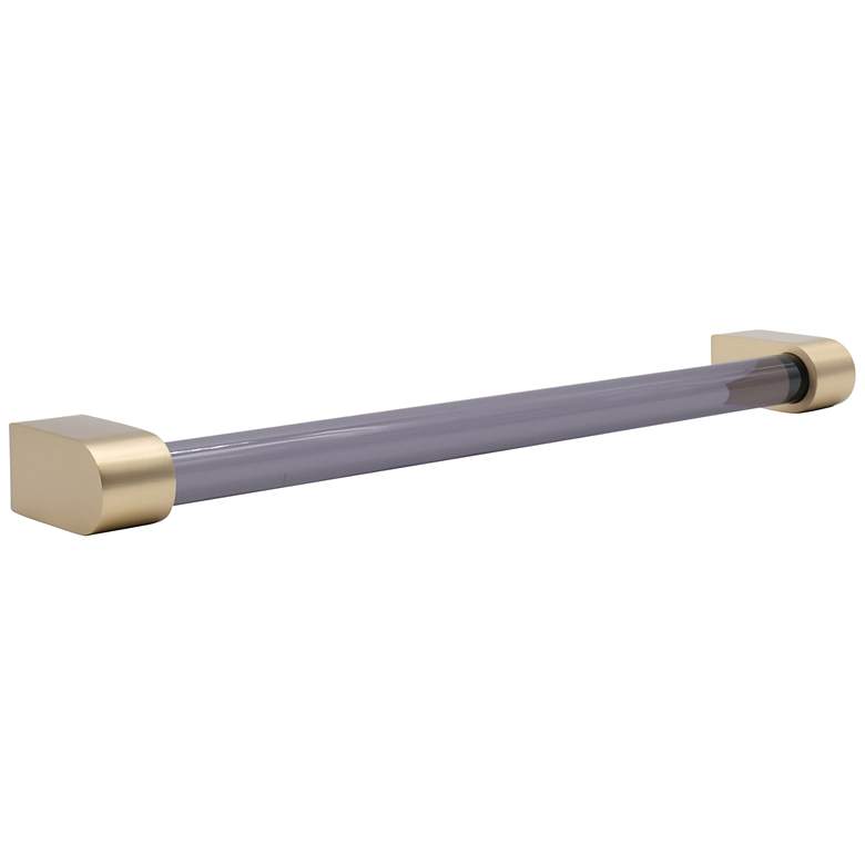 Image 1 Clarity Acrylic Smoke Satin Brass 13" Wide Appliance Pull