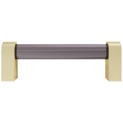 Clarity Acrylic Smoke Satin Brass 4 1/4" Wide Cabinet Pull