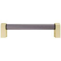 Clarity Acrylic Smoke Satin Brass 5 1/2" Wide Cabinet Pull