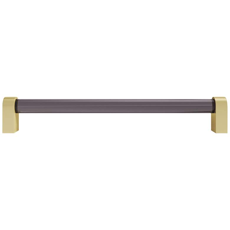 Image 1 Clarity Acrylic Smoke Satin Brass 8 1/2" Wide Cabinet Pull