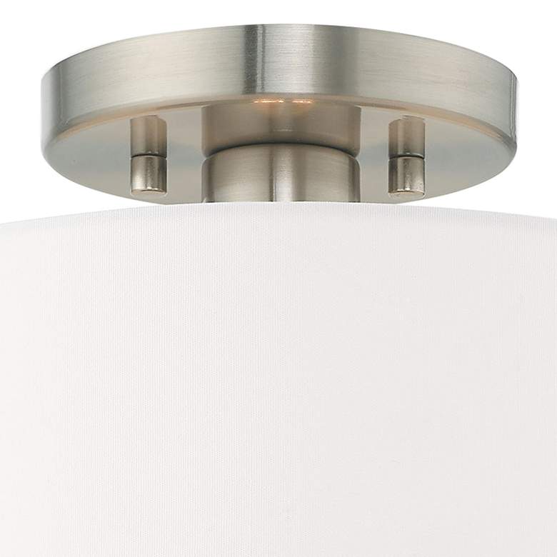 Image 3 Clark 10 inch Wide Brushed Nickel Off-White Shade Modern Ceiling Light more views