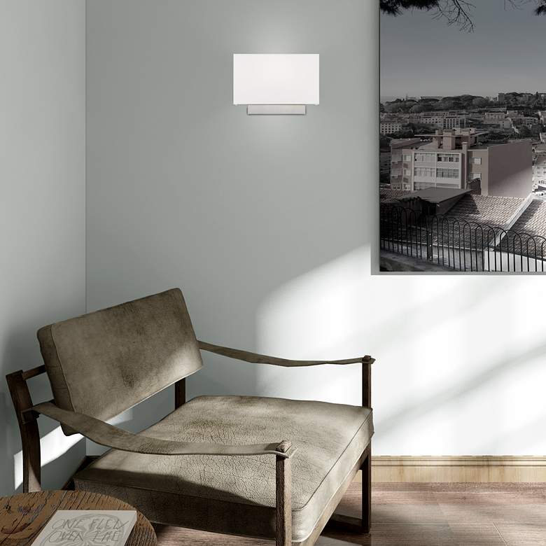 Image 3 Clark 14" Wide Brushed Nickel White Shade Rectangular Wall Sconce more views