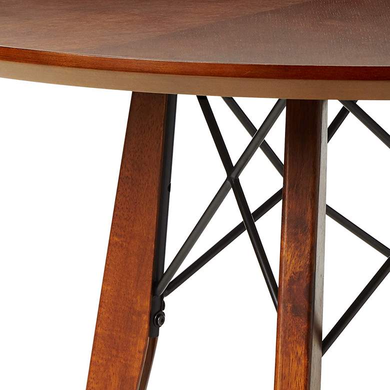 Image 3 Clark 44 1/4 inch Wide Pecan Wood Round Adjustable Modern Dining Pub Table more views