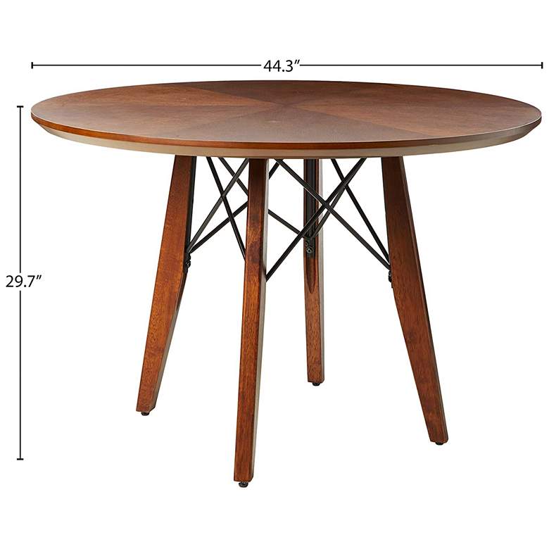 Image 5 Clark 44 1/4 inch Wide Pecan Wood Round Adjustable Modern Dining Pub Table more views