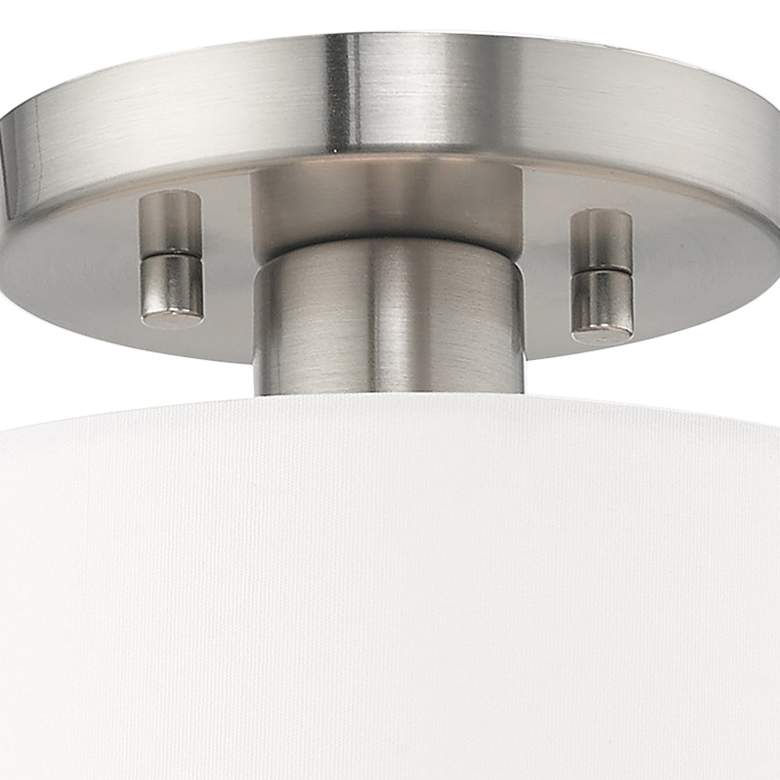 Image 3 Clark 7 inch Wide Brushed Nickel Off-White Shade Modern Ceiling Light more views