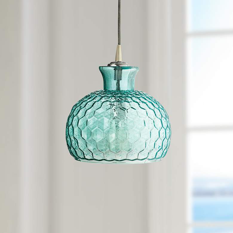 Image 1 Clark Collection 10 inch Wide Aqua Jamie Young Glass Pendant