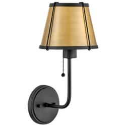 Clarke 15 3/4"H Black with Lacquered Dark Brass Wall Sconce
