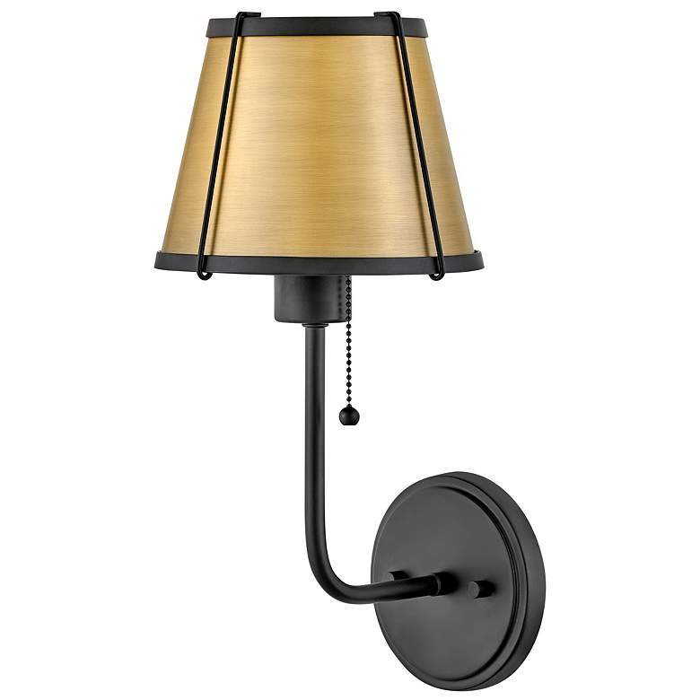 Image 2 Clarke 15 3/4"H Black with Lacquered Dark Brass Wall Sconce more views