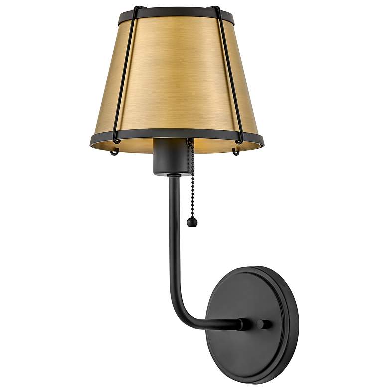 Image 4 Clarke 15 3/4"H Black with Lacquered Dark Brass Wall Sconce more views