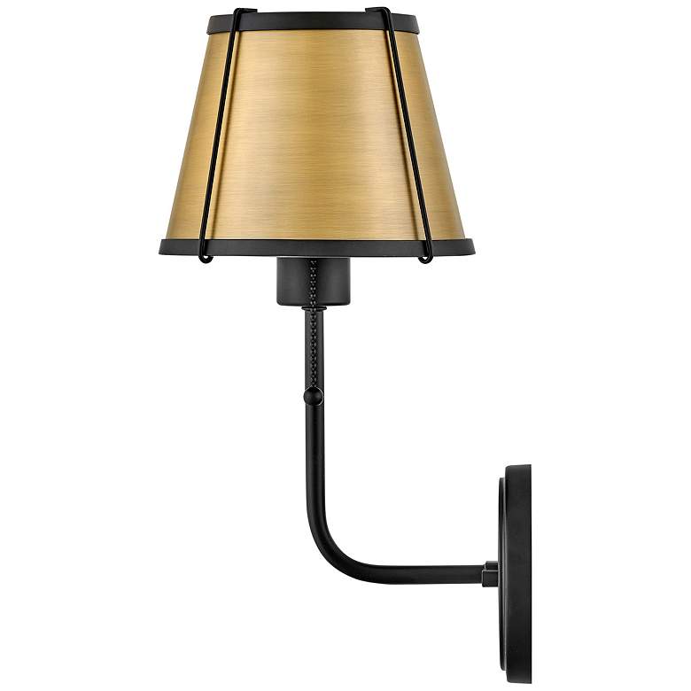 Image 6 Clarke 15 3/4"H Black with Lacquered Dark Brass Wall Sconce more views