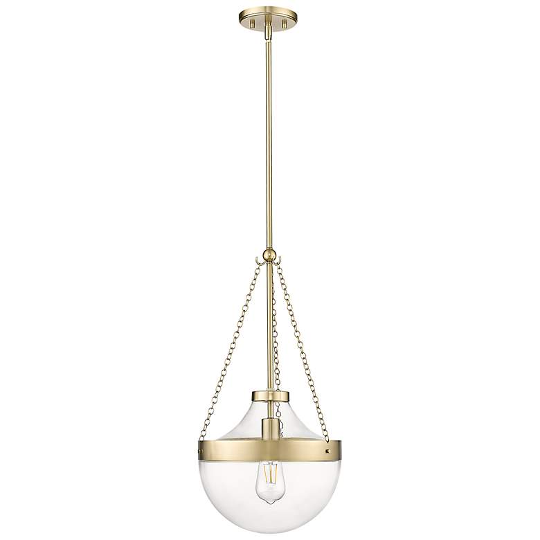 Image 1 Clarra 12" Wide Matte Gold Mini Pendant with Clear Glass
