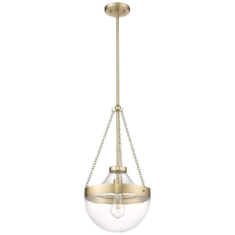 Image 2 Clarra 12" Wide Matte Gold Mini Pendant with Clear Glass more views