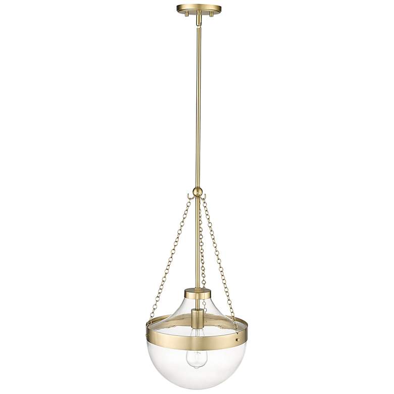 Image 4 Clarra 12" Wide Matte Gold Mini Pendant with Clear Glass more views