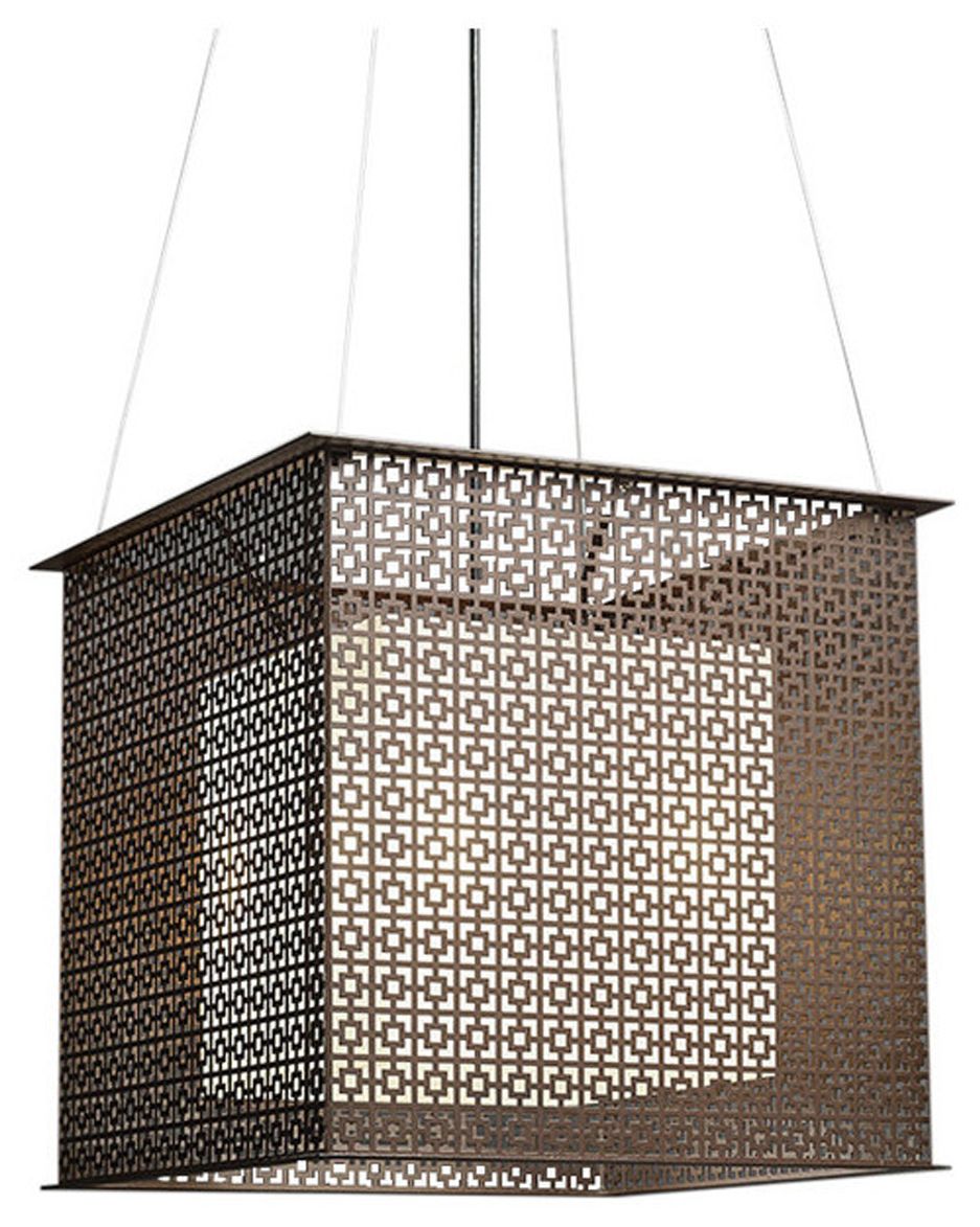 Clarus 18" Wide Satin Pewter|Opal Acrylic Pendant