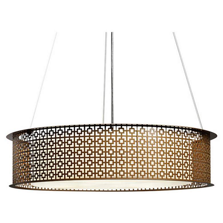 Image 1 Clarus 24" Wide Chestnut and Opal Acrylic Pendant Triac LED