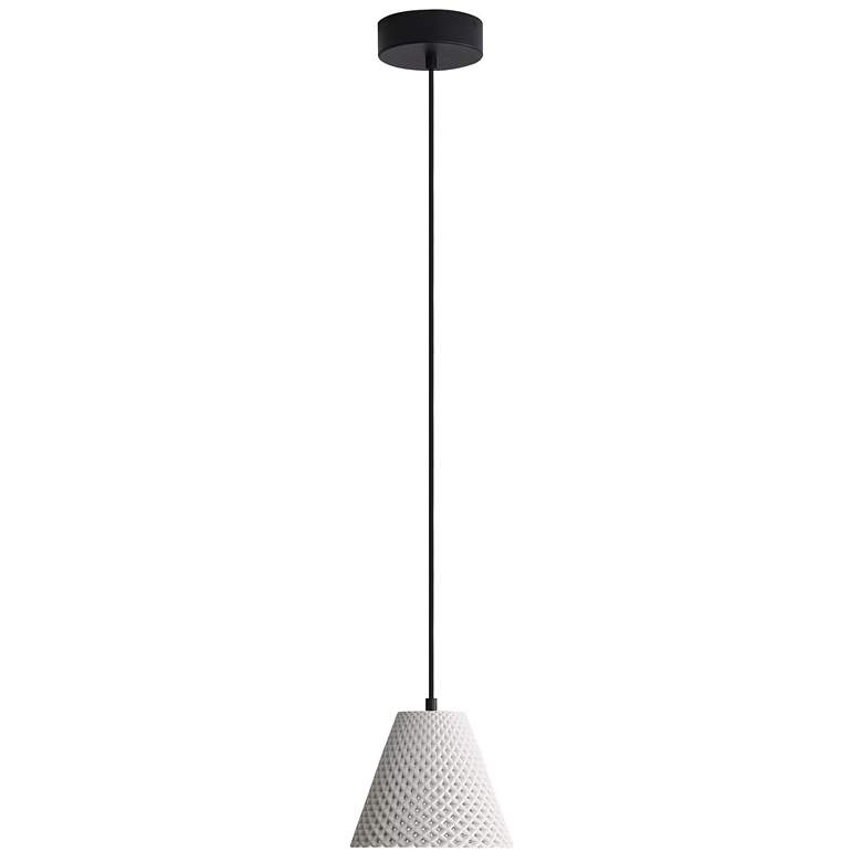 Image 1 Clarus 8" LED Pendant in White Sandstone Cement