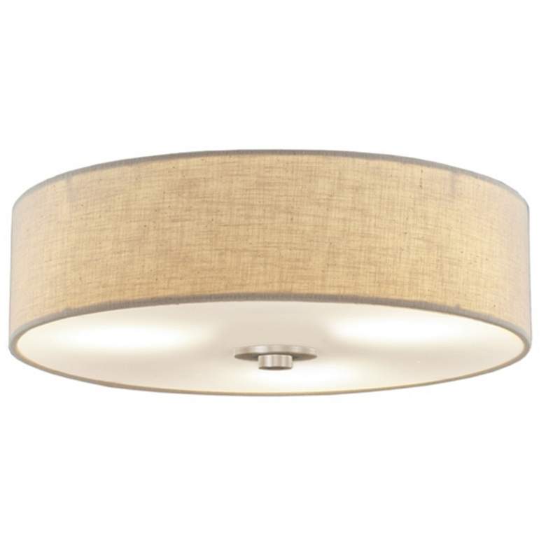 Image 1 Classic 15 inchW Brushed Nickel LED Ceiling Light w/ Cream Shade