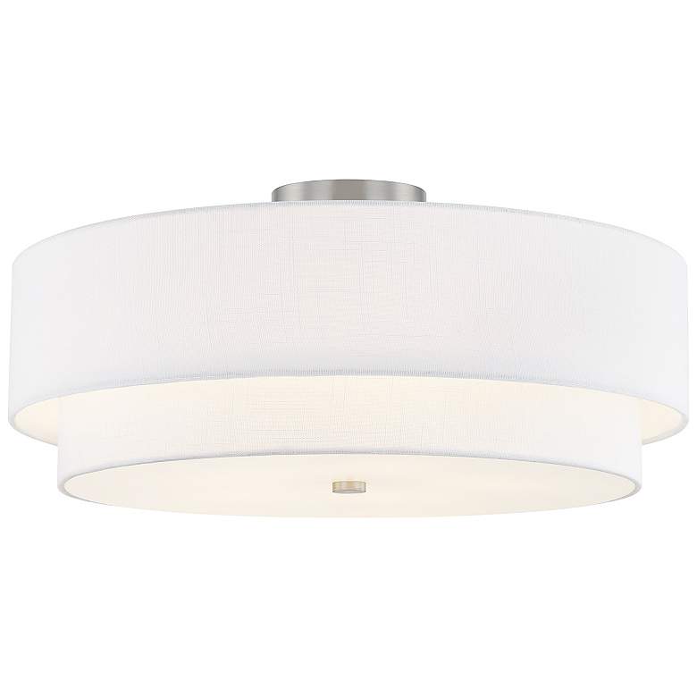 Image 3 Classic 22" Wide Brushed Nickel Tiered Drum Ceiling Light