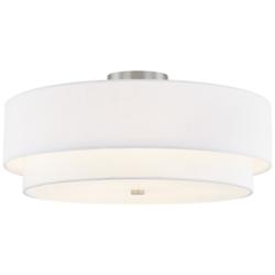 Classic 22" Wide Brushed Nickel Tiered Drum Ceiling Light