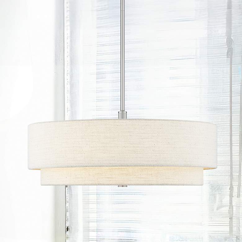 Image 2 Classic 22" Wide Brushed Nickel Tiered Drum Ceiling Light