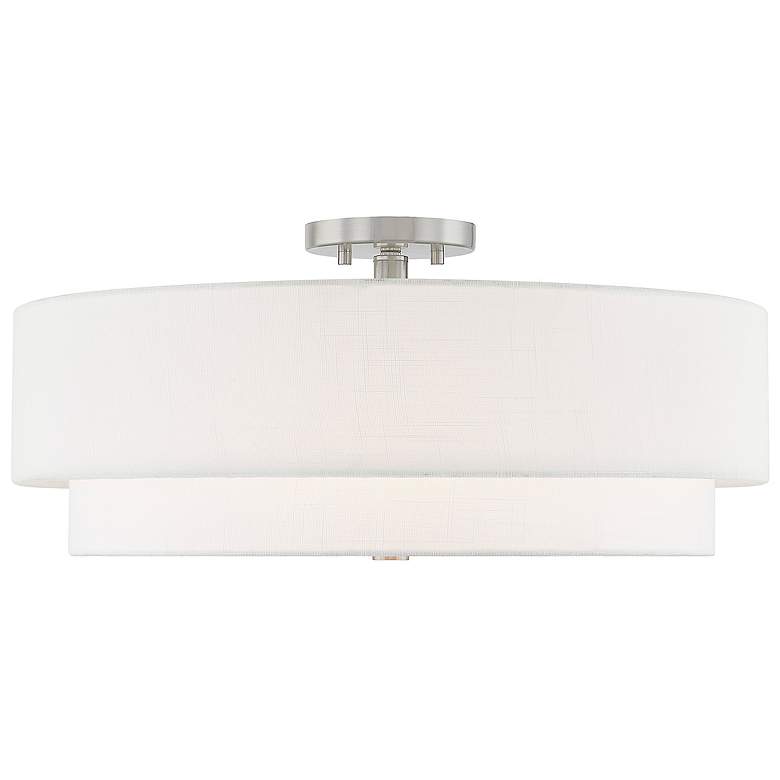 Image 4 Classic 22" Wide Brushed Nickel Tiered Drum Ceiling Light more views