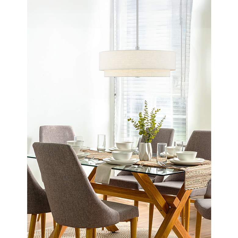 Image 5 Classic 22" Wide Brushed Nickel Tiered Drum Ceiling Light more views