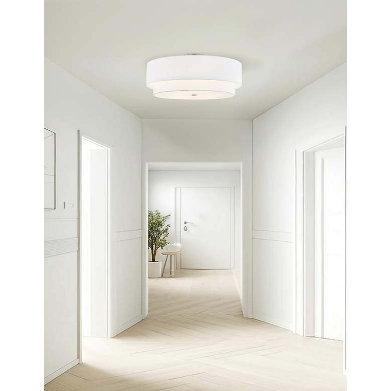 Image 6 Classic 22" Wide Brushed Nickel Tiered Drum Ceiling Light more views