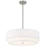 Thumbnail1 of Classic 22"W Brushed Nickel with White Fabric Pendant Light