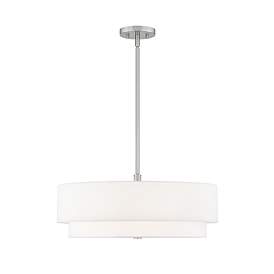 Image2 of Classic 22"W Brushed Nickel with White Fabric Pendant Light more views