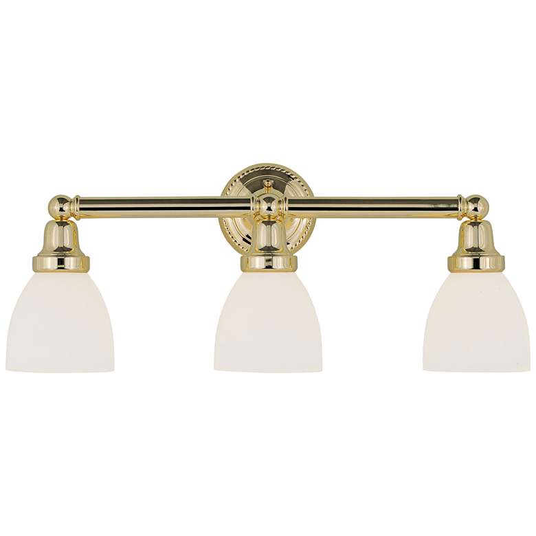 Image 1 Classic 24 1/4 inch Wide Polished Brass 3-Light Bath Light