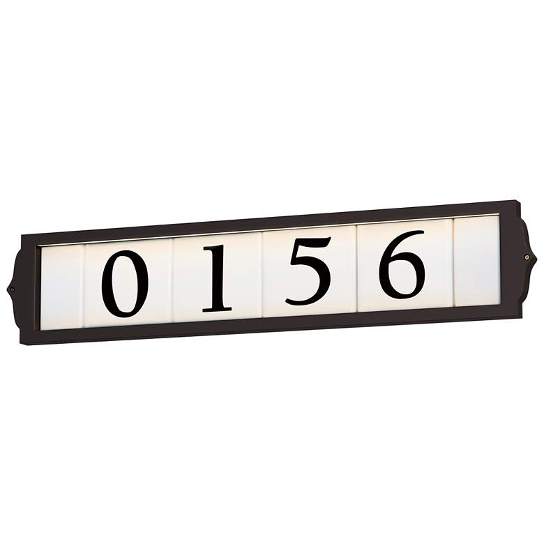 Image 1 Classic 25 inch Wide Bronze LED Outdoor Wall-Mount Address Frame