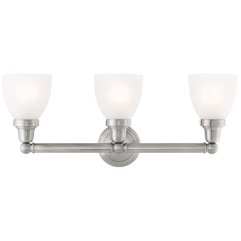 Image 1 Classic 3-Light 10-in Brushed Nickel Bell Vanity Light