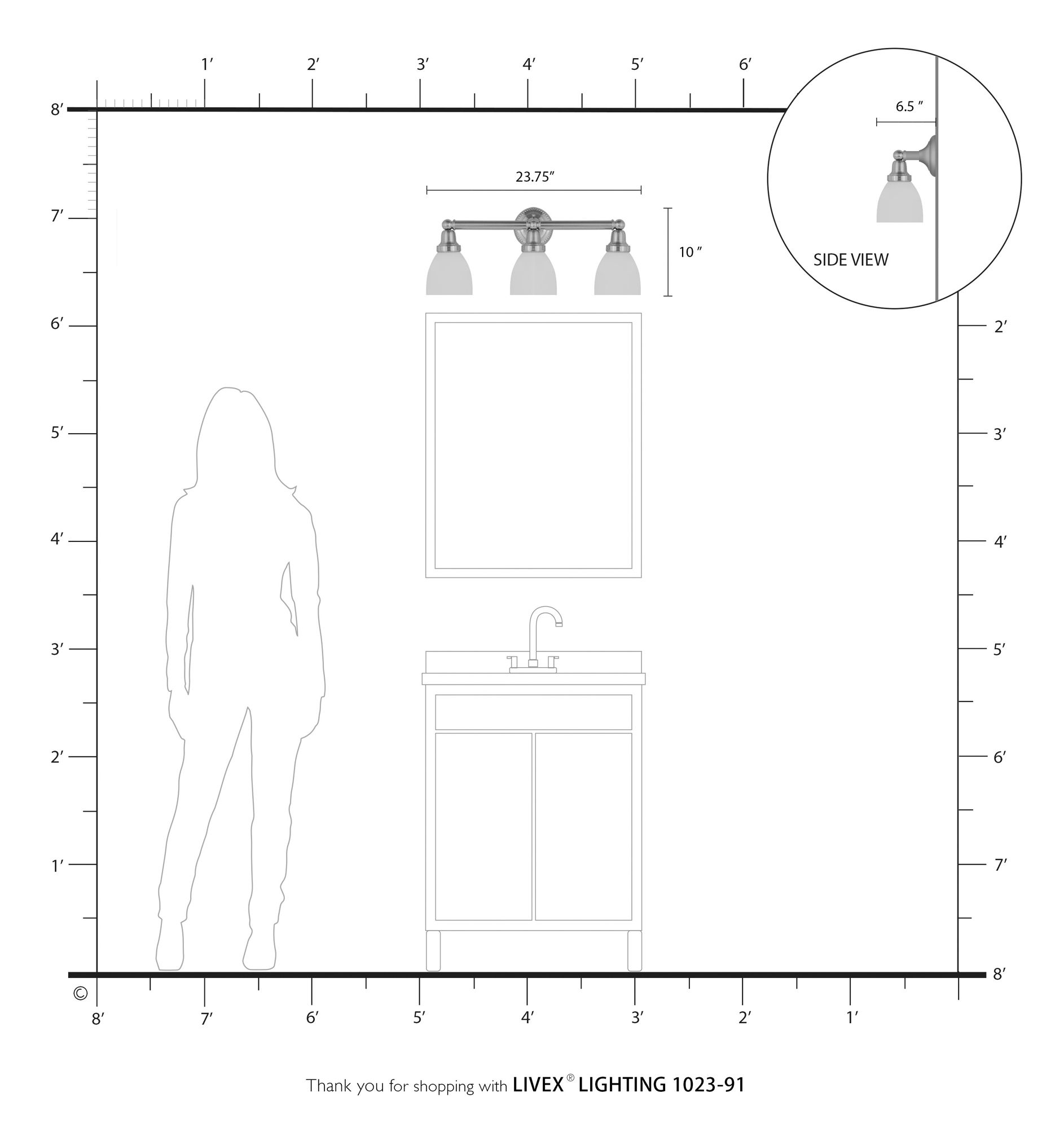 Classic 3-Light 10-in Brushed Nickel Bell Vanity Light