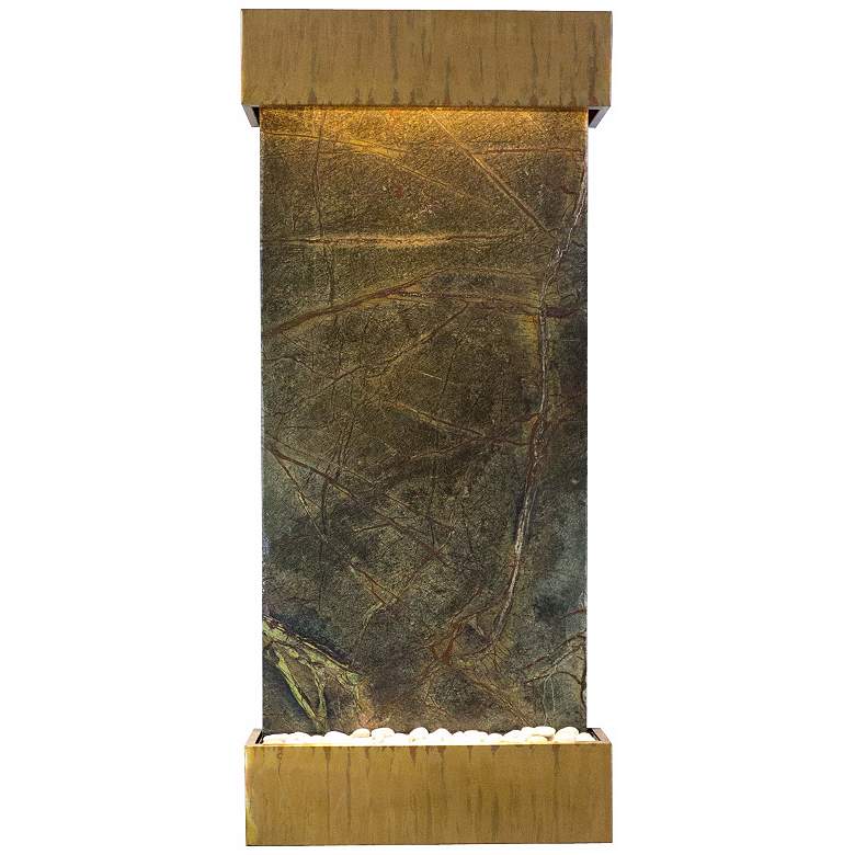 Image 1 Classic 58 inch Green Marble and Copper Patina Wall Fountain