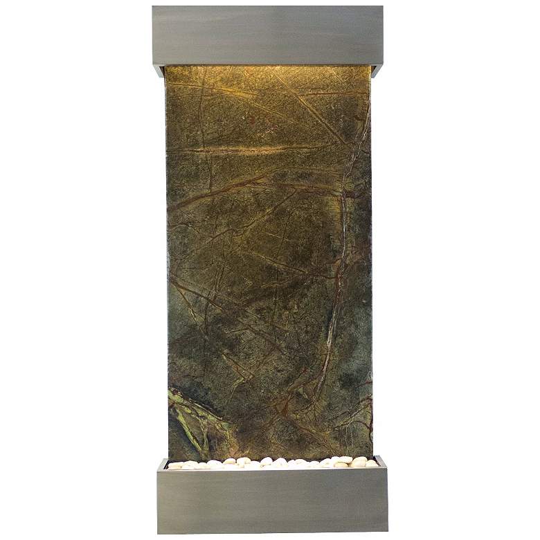 Image 1 Classic 58 inch High Green Marble and Stainless Wall Fountain