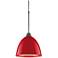 Classic 9.6" LED Matte Chrome Pendant w/ Gypsy Red Aluminum Shade